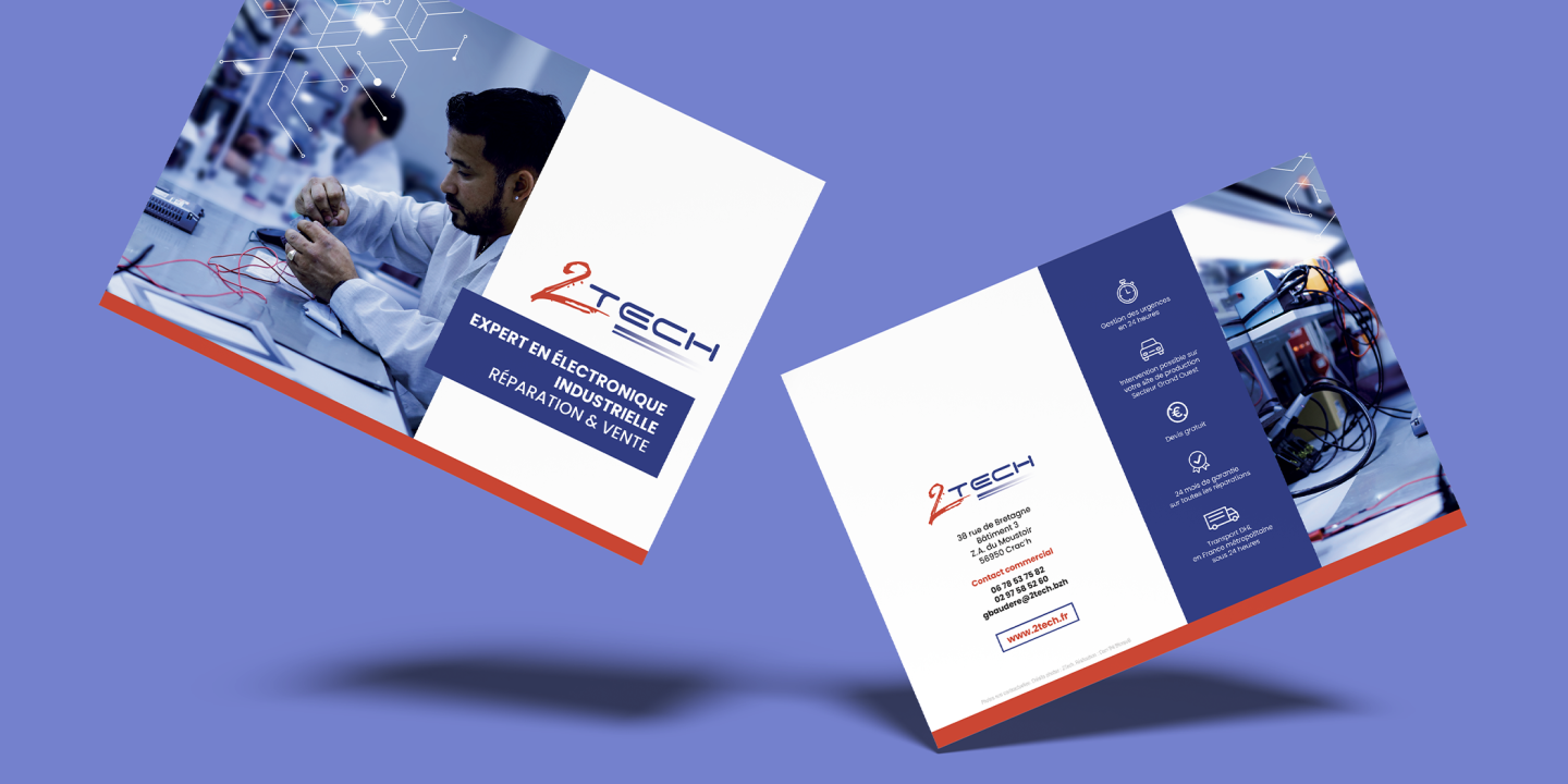 2 TECH - plaquettes commerciales - dépliant 3 volets A4 paysage